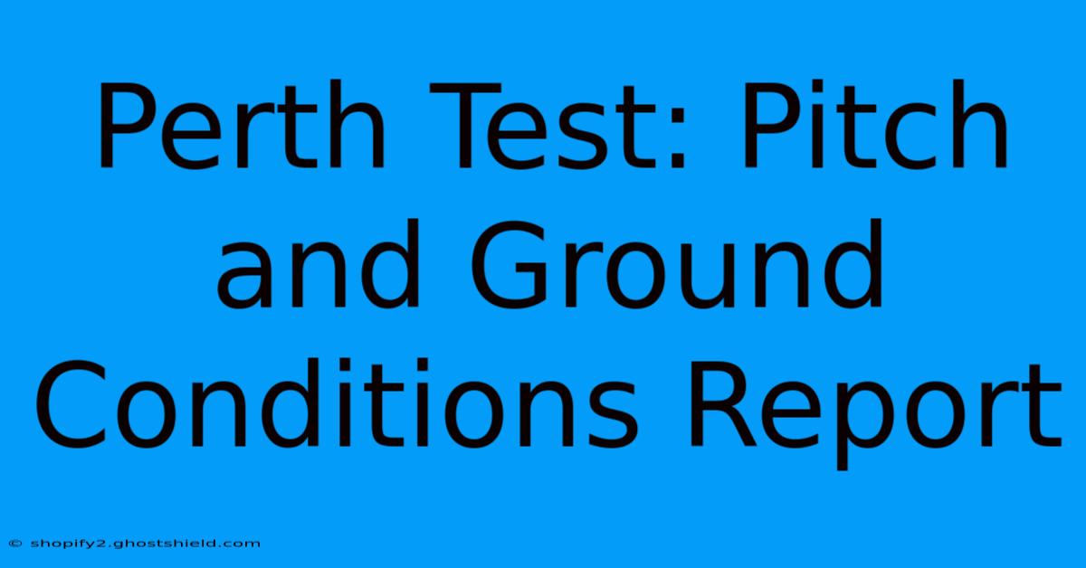 Perth Test: Pitch And Ground Conditions Report