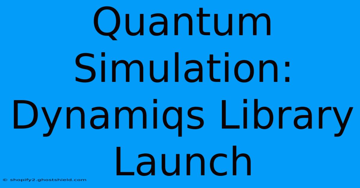 Quantum Simulation: Dynamiqs Library Launch